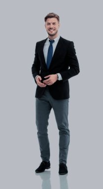 Beyaz arka plan üzerinde başarılı iş adamı