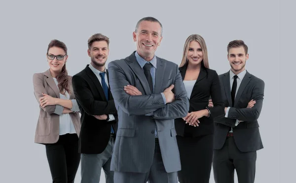 Grupo de empresários sorridentes. Isolado sobre fundo branco — Fotografia de Stock