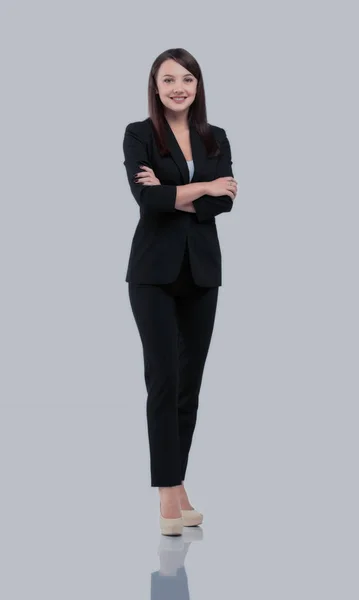Porträt einer jungen glücklich lächelnden Geschäftsfrau im Anzug — Stockfoto