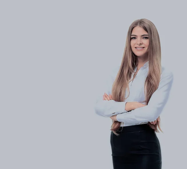 Retrato de mulher de negócios jovem - referente em fundo branco — Fotografia de Stock