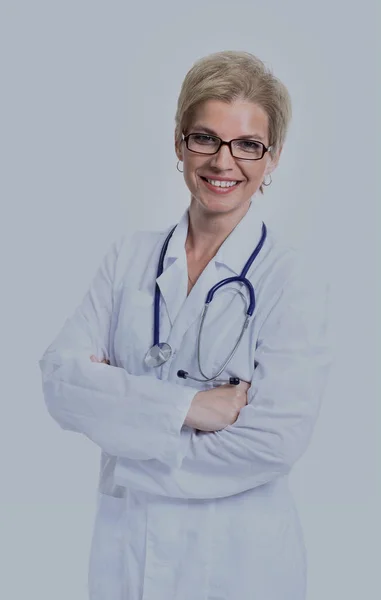 Smiling medical doctor. Isolated over white background — Stock Photo, Image