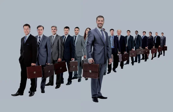 Longa fila de empresários com a sua pasta — Fotografia de Stock