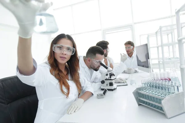 Grupo de científicos creativos que trabajan en un laboratorio . — Foto de Stock