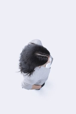 Modern kadın. tam büyüme. Yukarıdan görüntüleyin. iş kavramı.