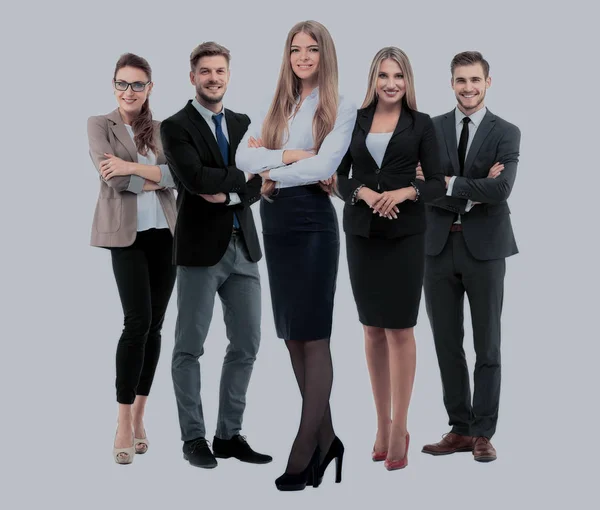 Een groep lachende zakenmensen. Geïsoleerd over witte achtergrond — Stockfoto