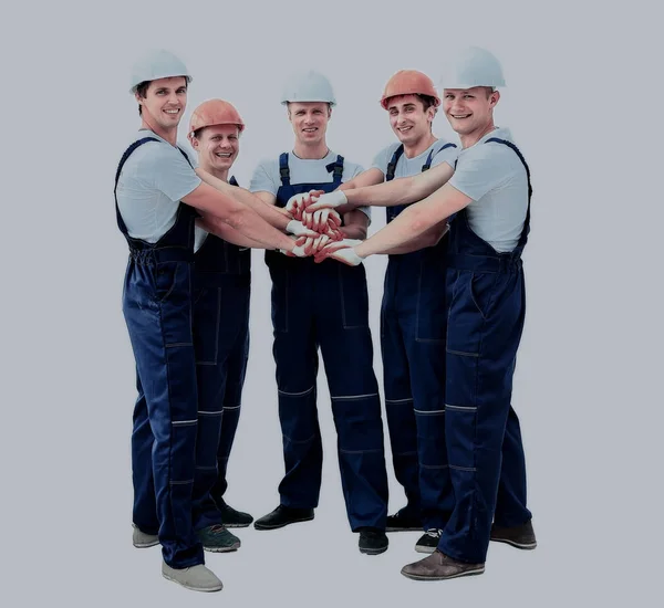 Large group of workers standing in circle top view — Stock Photo, Image