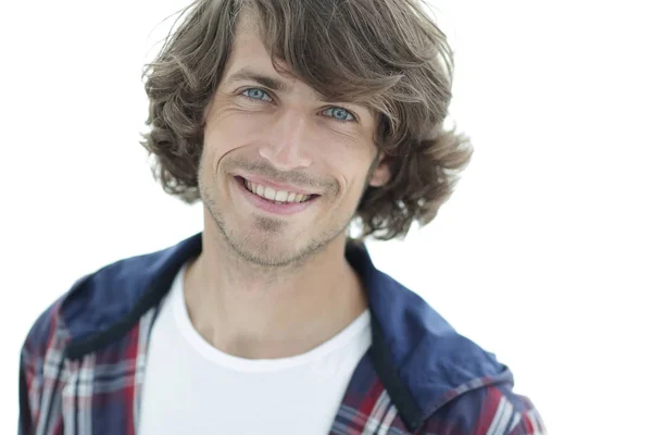 Portret. stijlvolle man in een plaid shirt. Close-up. — Stockfoto