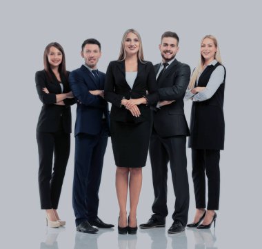 Beyaz arka plan üzerinde izole başarılı busines takım