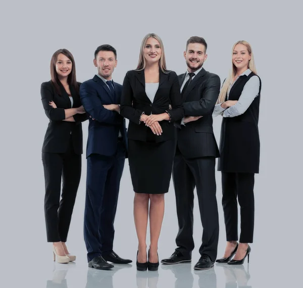 Equipe de busines bem sucedida isolada em fundo branco — Fotografia de Stock