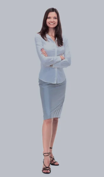 Современная деловая женщина в офисе с копировальным пространством — стоковое фото