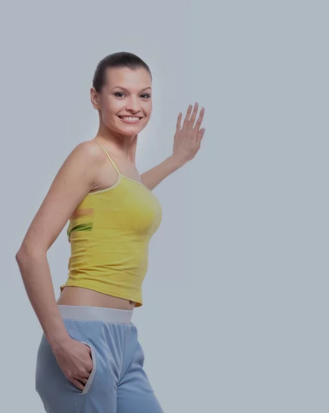 Attrayant fille debout près du mur — Photo