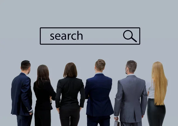 Business people looking at search line — Stock Photo, Image