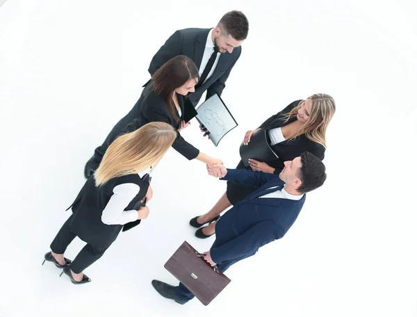 Sett fra top.business team handshake og forretningspartnere – stockfoto