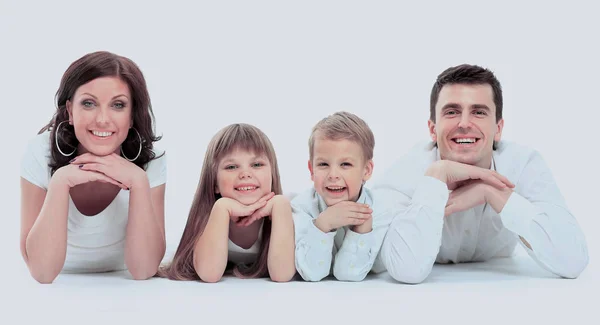 Schöne glückliche Familie - isoliert auf weißem Hintergrund — Stockfoto