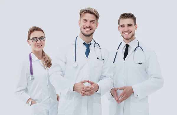Portret van groep glimlachend ziekenhuis-collega's permanent togeth — Stockfoto