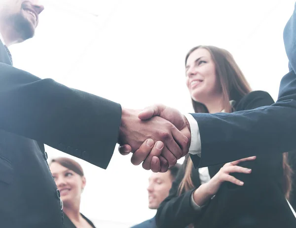 Stor grupp av multietniskt affärsmän att göra handslag — Stockfoto