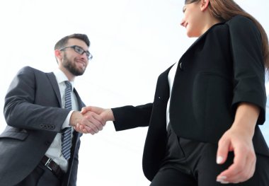 İş ortaklığı toplantı kavramı. Görüntü businessmans handsha