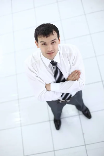 View from the top: portrait of smiling businessman — Stock Photo, Image