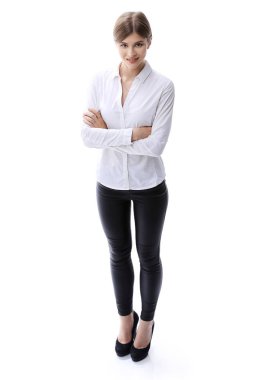 tam büyüme. genç iş kadını portresi. Ben