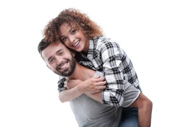 Neşeli ve mutlu evli çift portresi