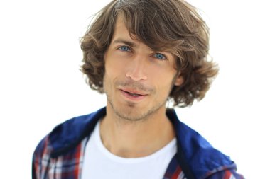 portre. şık bir ekose gömlekli adam. yakın çekim.