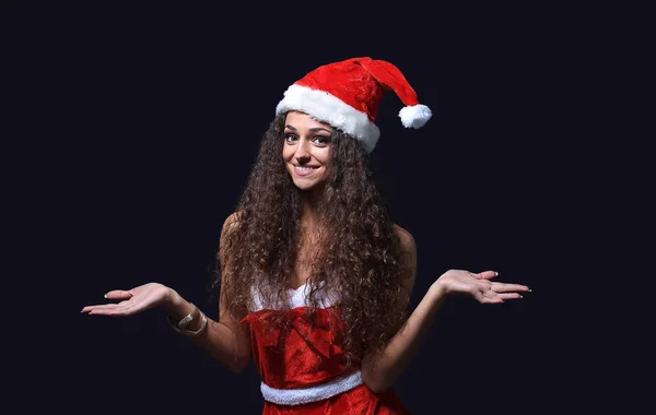 Bella donna con costume da Babbo Natale — Foto Stock