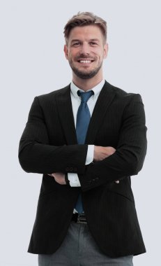 Beyaz arka plan üzerinde zarif yakışıklı iş adamı portresi