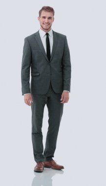 Beyaz arka plan üzerinde başarılı iş adamı