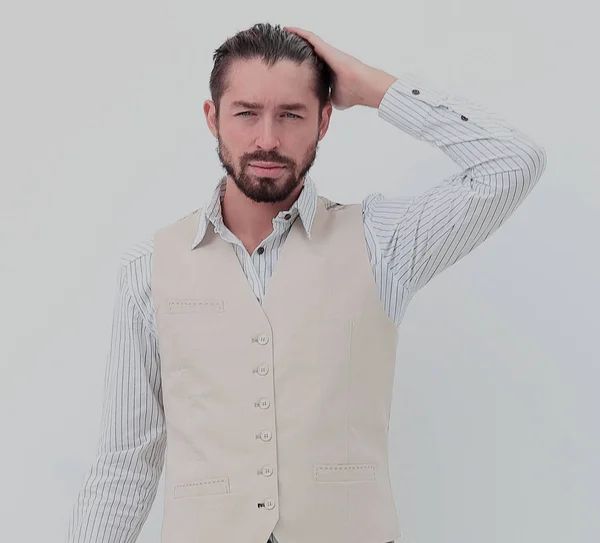 Hombre guapo en traje ligero con estilo — Foto de Stock