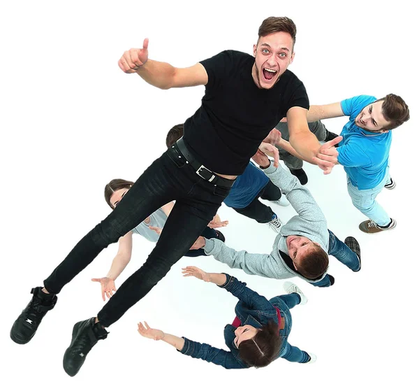 Group of young people congratulating each other — Stock Photo, Image