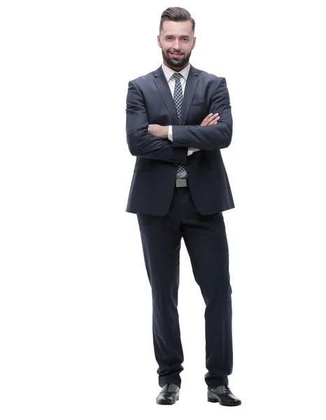 In full growth. businessman arms folded Stock Image