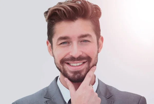 Porträt eines glücklich lächelnden Geschäftsmannes, isoliert auf weißem Hintergrund — Stockfoto