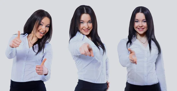 A collection of photos of joyful business woman — Stock Photo, Image