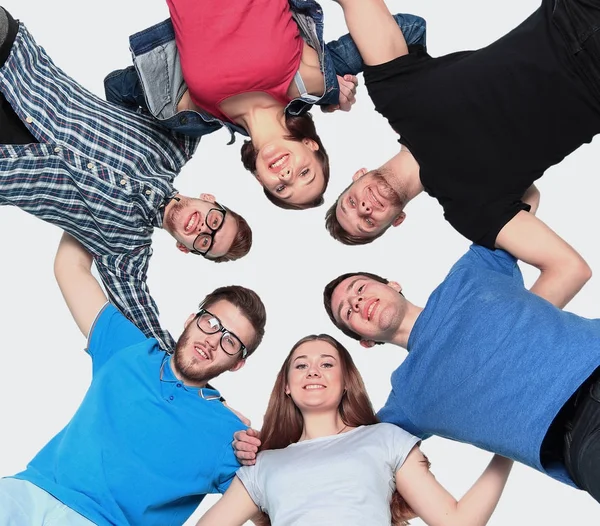 Ritratto di studenti universitari fiduciosi che formano raggruppamento su sfondo bianco — Foto Stock