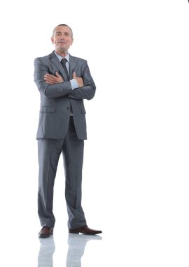 tam büyüme portre. başarılı gülümseyen iş adamı.