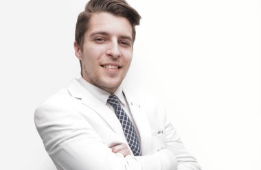 Beyaz gömlekli emin iş adamı