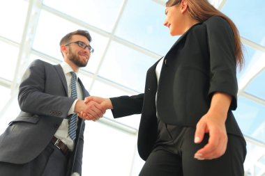 İş ortaklığı toplantı kavramı. Görüntü businessmans handsha