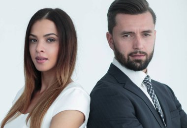 İş adamları karşı beyaz adam arkaya portresi