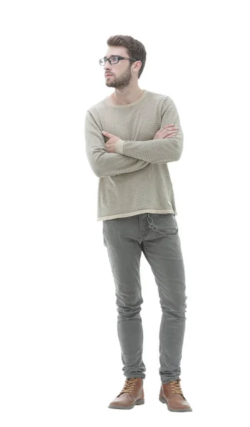 Young man with glasses and crossed his arms in front of him — Stock Photo, Image