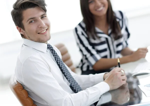 Closeup.manager und client — Stockfoto