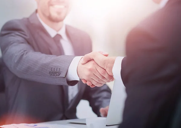 Business man shaking hand to partner — Stock Photo, Image