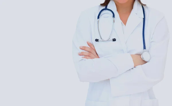 Sonriente médico mujer con estetoscopio —  Fotos de Stock