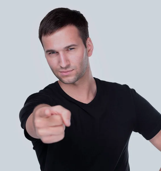 Handsome man points his finger at you — Stock Photo, Image