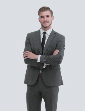 Tam takım emin seyir başarılı genç adam.