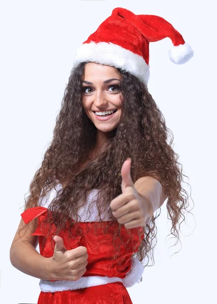 Porträtt av glad flicka klädd för julfirande — Stockfoto