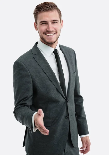 Retrato de um homem de negócios bonito elegante no fundo branco — Fotografia de Stock