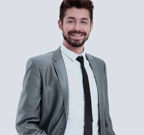 Retrato de feliz hombre de negocios sonriente, aislado sobre fondo blanco — Foto de Stock