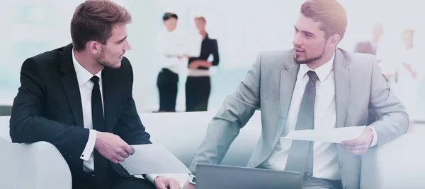 Business people Having Meeting Around Table In Modern Office — Stock Photo, Image