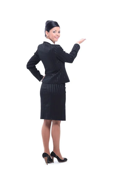 Mujer de negocios mano apuntando en espacio en blanco . —  Fotos de Stock