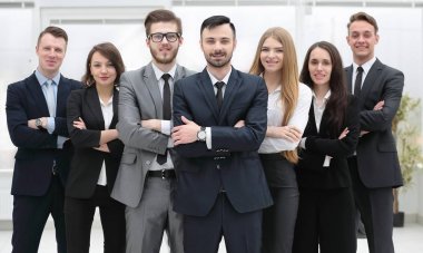 grup portresi.Proje yöneticileri ve iş ekibi